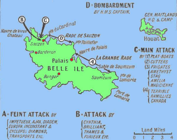 PLAN TO ILLUSTRATE THE PROPOSED DESCENT ON
BELLE ILE